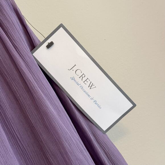 J.Crew Taryn Mini Dress 2 Purple Silk Strapless Chiffon Bridesmaid Cocktail NWT - Picture 9 of 10